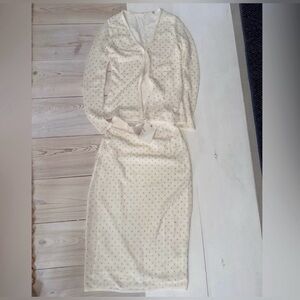 🔥🔥NWT- A.L.C. 🔥Elegant Off White Knit Studded Cardigan and Skirt Set, Size XS